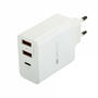 Adapter 2xUSB+1xC-type 2.4A 5V White Canyon CNE-CHA08W