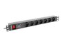 Szekr. x 220V Elosztó 7-es 10A 2m C14 PDU-07E-0200-BK