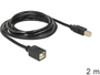 Kab USB B-B Hosszabbító 2m B(apa)-B(anya) Black Delock 83427