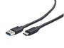 Kab USB-C M- USB-A M 3.0 1m Gembird Black CCP-USB3-AMCM-1M