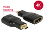 Fordító HDMI F - HDMI micro D papa  4K Delock 65664