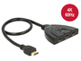 Fordító HDMI M - 3x HDMI F mama 4K 60Hz 50cm Delock 18600