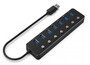 USB3 HUB 7 Port+kapcsoló port Gembird UHB-U3P7P-01 Black
