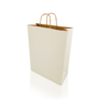 Sodrottfüles papírtáska 320x420mm 150mm talp L méret 200 db/doboz, fehér