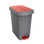 Szemetes kuka pedálos műanyag 60 literes Pelikán Slim eco antracit színű piros tetővel