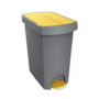Szemetes kuka pedálos műanyag 60 literes Pelikán Slim eco antracit színű sárga tetővel