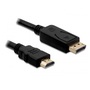 Delock 82587 2 méter Displayport 1.1 apa > HDMI apa passzív fekete kábel