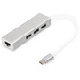 DIGITUS USB Type-C Gigabit Ethernet adapter + 3 portos USB HUB