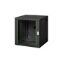 DIGITUS Rack Unique 19" 12U 643x600x600mm kétrészes üvegajtós fekete fali rack szekrény