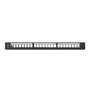 Lanberg PPKS-1124-B 19" 1U üres fekete patch panel 24 db Keystone jack fogadására, kábeltartóval