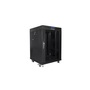 Lanberg FF01-6615-12BL 19" 15U SZÉL:600mm MÉLY:600mm MAG:898mm lapraszerelt LCD üvegajtós fekete rack szekrény