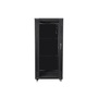Lanberg FF01-6627-12B 19" 27U SZÉL:600mm MÉLY:600mm MAG:1381mm lapraszerelt üvegajtós fekete rack szekrény