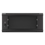 Lanberg WF01-6604-10B 19" 4U SZÉL:600mm MÉLY:600mm MAG:290mm lapraszerelt üvegajtós fekete fali rack szekrény