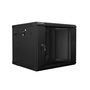 Lanberg WF02-6609-10B 19" 9U SZÉL:600mm MÉLY:600mm MAG:507mm lapraszerelt üvegajtós fekete kétrészes fali rack szekrény