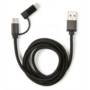 Kikkerland US237-BK fonott USB-C Lightning fekete kábel