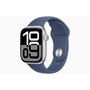 Apple Watch S10 GPS (42mm) ezüst alumínium tok, denim sportszíj (S/M) okosóra