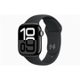 Apple Watch S10 GPS (42mm) kozmoszfekete alumínium tok, fekete sportszíj (M/L) okosóra
