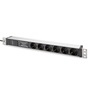 DIGITUS DN-95432 19" 1U PDU 230V 16A 6xCEE 7/3 aljzat CEE7/7 csatlakozó túlfeszültség védelemmel 2M elosztósor