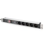 DIGITUS DN-95433 19" 1U PDU 230V 16A 5xCEE 7/3 aljzat CEE7/7 csatlakozó túlfeszültség védelemmel 2M elosztósor
