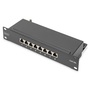 DIGITUS DN-91608S-EA 10" 1U 8port Cat.6A fekete árnyékolt Patch Panel