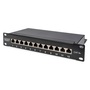 DIGITUS DN-91612S-EA 10" 1U 8port Cat.6A fekete árnyékolt Patch Panel