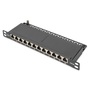 DIGITUS DN-91612S-SL-EA 10" 0,5U 12port Cat.6A fekete árnyékolt Patch Panel