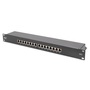 DIGITUS DN-91616S-B 19" 1U Cat.6 16port fekete árnyékolt Patch Panel