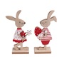 IRIS dekor fa nyúl fiú/lány álló piros/fehér 2 szortiment 9x18cm