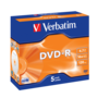 VERBATIM 43519 DVD-R 4,7GB/16x/matt ezüst írható felület/egyszer írható DVD 5db/csomag