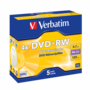 VERBATIM 43229 DVD+RW 4,7GB/4x/matt ezüst írható felület/újraírható DVD 5db/csomag