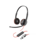 HP Poly Blackwire 3220 USB-C fekete headset + USB-C/A adapter