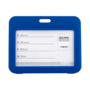 PRC Műanyag kártyatartó tok kék színű szegéllyel, középen rugalmas, szélén kemény, átlátszó, szétnyitható - fekvő