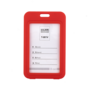 PRC Műanyag kártyatartó tok piros színű szegéllyel, középen rugalmas, szélén kemény, átlátszó, szétnyitható - álló
