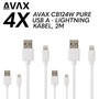 AVAX CB124W – 4X 2m 2,1A Lightning Gyorstöltő kábelcsomag