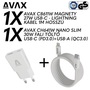 AVAX CH641W & CB611W – 30W GaN Gyorstöltő & 27W Mágneses Lightning Kábel csomag