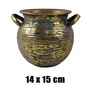 IRIS bádog kaspó, edény formájú, szürke, arany csíkos 14 x 15 cm