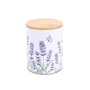 IRIS bádog tartó, tetővel, levendula mintás, fehér 11 x 14 cm