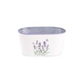 IRIS bádog kaspó ovál, levendula mintás, fehér 23 x 12 cm