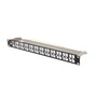 Lanberg PPKS-1248-B 19" 1U moduláris üres fekete patch panel 24 db FTP Keystone jack fogadására, kábeltartóval