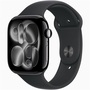 Apple Watch S11 GPS-es (46mm) kozmoszfekete alumínium tok, fekete S/M sportszíjas okosóra