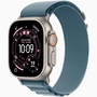 Apple Watch Ultra 3 Cellular (49mm) natúr titánium tok, világoskék M alpesi pánt okosóra