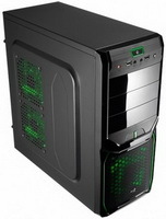 AeroCool V3X Evil Midi fekete számítógép ház, zöld LED ventilátorral, táp nélkül