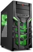 Sharkoon DG7000 fekete/zöld ablakos ATX számítógép ház, táp nélkül