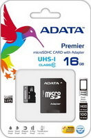 A-DATA 16Gb Class10 UHS-I microSD kártya + SD adapter