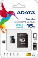 SDMicro 16Gb A-DATA +adapter Class10 UHS-I AUSDH16GUICL10-RA1