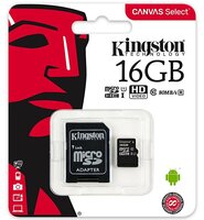 Kingston Canvas Select 16Gb Class10 microSDHC memóriakártya + adapter SDCS2/16GB