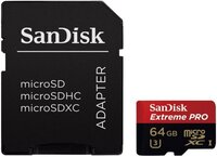 SanDisk Extreme PRO 64GB UHS-I/U3 Micro SDXC memóriakártya + SD adapter SDSQXCG-064G-GN6MA