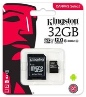 Kingston Canvas Select 32GB CL10 UHS-I microSDHC memóriakártya+ adapter