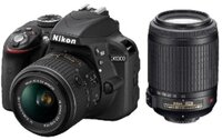Nikon D3300 digitális SLR váz, fekete + 18-55 VR II, 55-200 VR II Kit