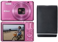 Nikon Coolpix S7000 16Mp digitális kamera, pink+ tok+ fotóalbum